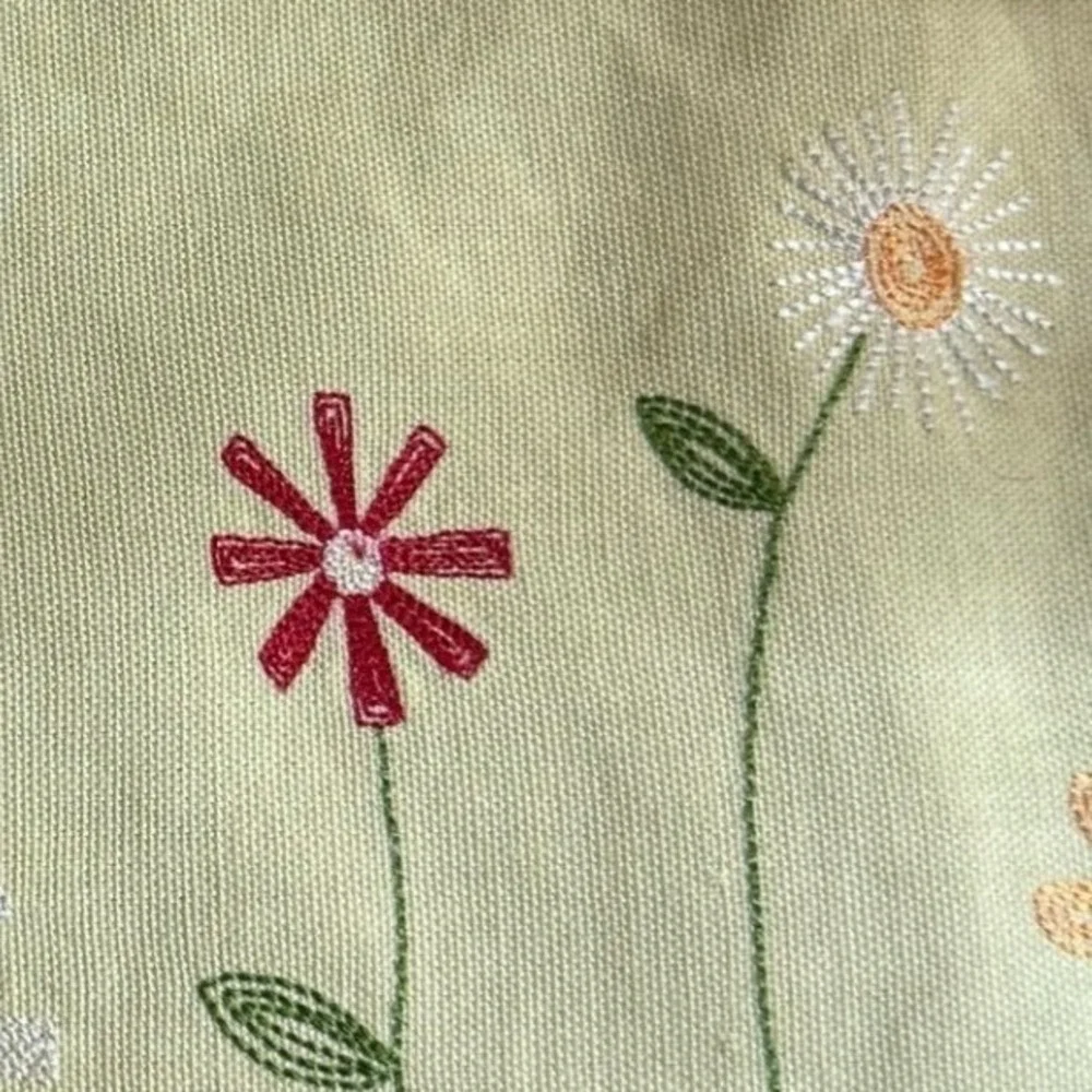 Tag Embroidered Floral Placemats and Napkins Set (4) Yellow Cotton Wildflower